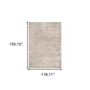 HomeRoots 2' Beige Grey Ivory Tan and Brown Abstract Runner Rug - Stain Resistant, Modern Style for High-Traffic Areas 10' X 13' 509534