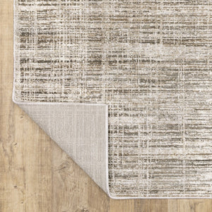 HomeRoots 2' Beige Grey Ivory Tan and Brown Abstract Runner Rug - Stain Resistant, Modern Style for High-Traffic Areas 10' X 13' 509534