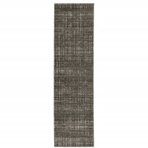 HomeRoots 2' Contemporary Charcoal Grey Abstract Power Loom Runner Rug - Stain Resistant for High-Traffic Areas 2'3" x 7'6" 509535