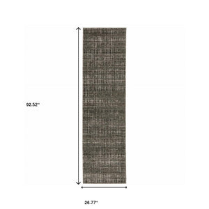 HomeRoots 2' Contemporary Charcoal Grey Abstract Power Loom Runner Rug - Stain Resistant for High-Traffic Areas 2'3" x 7'6" 509535