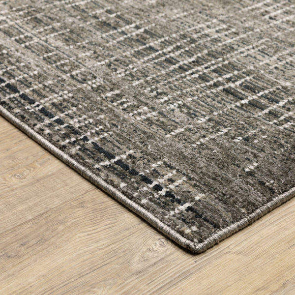 HomeRoots 2' Contemporary Charcoal Grey Abstract Power Loom Runner Rug - Stain Resistant for High-Traffic Areas 2'3" x 7'6" 509535