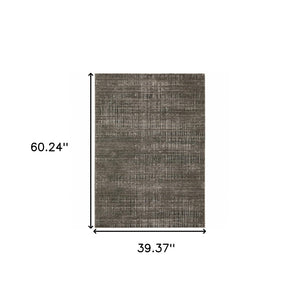 HomeRoots 2' Contemporary Charcoal Grey Abstract Power Loom Runner Rug - Stain Resistant for High-Traffic Areas 3' x 5' 509536