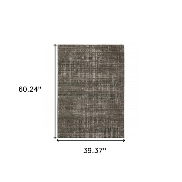 HomeRoots 2' Contemporary Charcoal Grey Abstract Power Loom Runner Rug - Stain Resistant for High-Traffic Areas 3' x 5' 509536