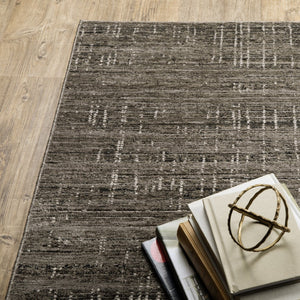HomeRoots 2' Contemporary Charcoal Grey Abstract Power Loom Runner Rug - Stain Resistant for High-Traffic Areas 3' x 5' 509536
