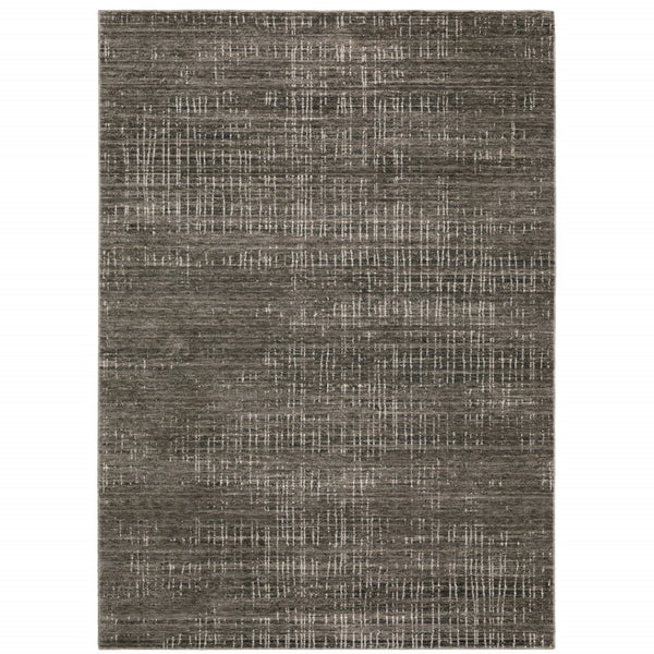 HomeRoots 2' Contemporary Charcoal Grey Abstract Power Loom Runner Rug - Stain Resistant for High-Traffic Areas 5' X 8' 509537