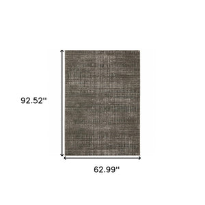 HomeRoots 2' Contemporary Charcoal Grey Abstract Power Loom Runner Rug - Stain Resistant for High-Traffic Areas 5' X 8' 509537