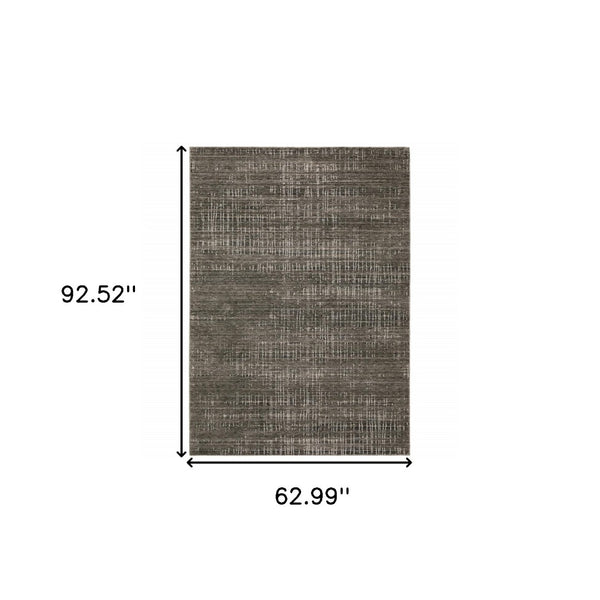 HomeRoots 2' Contemporary Charcoal Grey Abstract Power Loom Runner Rug - Stain Resistant for High-Traffic Areas 5' X 8' 509537