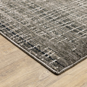 HomeRoots 2' Contemporary Charcoal Grey Abstract Power Loom Runner Rug - Stain Resistant for High-Traffic Areas 5' X 8' 509537
