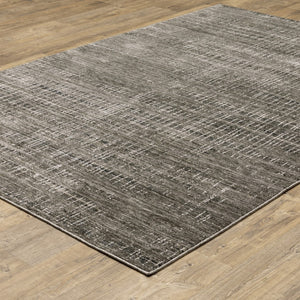 HomeRoots 2' Contemporary Charcoal Grey Abstract Power Loom Runner Rug - Stain Resistant for High-Traffic Areas 5' X 8' 509537