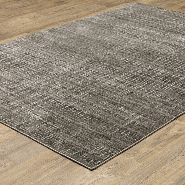 HomeRoots 2' Contemporary Charcoal Grey Abstract Power Loom Runner Rug - Stain Resistant for High-Traffic Areas 5' X 8' 509537