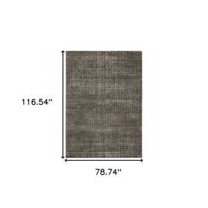 HomeRoots 2' Contemporary Charcoal Grey Abstract Power Loom Runner Rug - Stain Resistant for High-Traffic Areas 7' X 10' 509538