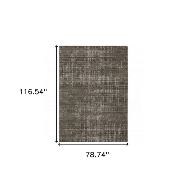 HomeRoots 2' Contemporary Charcoal Grey Abstract Power Loom Runner Rug - Stain Resistant for High-Traffic Areas 7' X 10' 509538