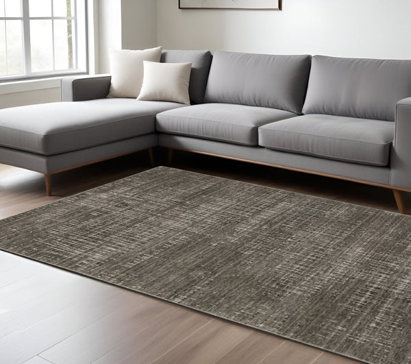 HomeRoots 2' Contemporary Charcoal Grey Abstract Power Loom Runner Rug - Stain Resistant for High-Traffic Areas 7' X 10' 509538