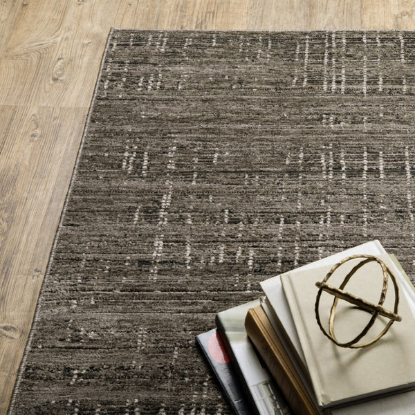 HomeRoots 2' Contemporary Charcoal Grey Abstract Power Loom Runner Rug - Stain Resistant for High-Traffic Areas 7' X 10' 509538