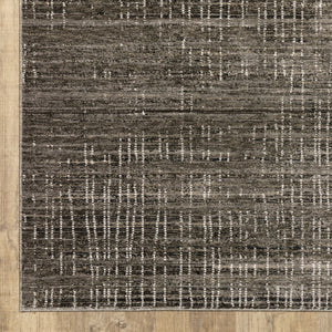 HomeRoots 2' Contemporary Charcoal Grey Abstract Power Loom Runner Rug - Stain Resistant for High-Traffic Areas 7' X 10' 509538