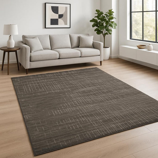HomeRoots 2' Contemporary Charcoal Grey Abstract Power Loom Runner Rug - Stain Resistant for High-Traffic Areas 10' X 13' 509540