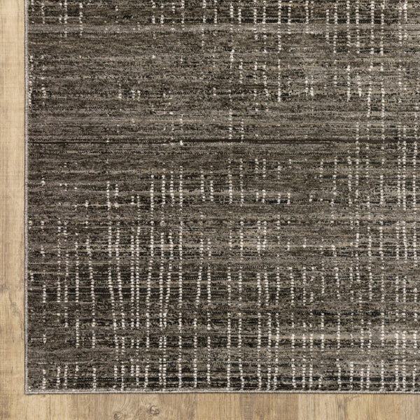HomeRoots 2' Contemporary Charcoal Grey Abstract Power Loom Runner Rug - Stain Resistant for High-Traffic Areas 10' X 13' 509540