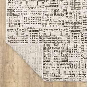HomeRoots 2' Modern Abstract Power Loom Stain Resistant Runner Rug in Ivory, Grey, Charcoal, and Beige 2'3" x 7'6" 509541