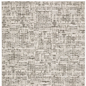 HomeRoots 2' Modern Abstract Power Loom Stain Resistant Runner Rug in Ivory, Grey, Charcoal, and Beige 3' x 5' 509542