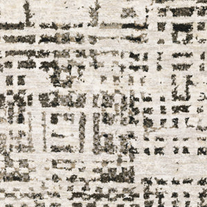 HomeRoots 2' Modern Abstract Power Loom Stain Resistant Runner Rug in Ivory, Grey, Charcoal, and Beige 3' x 5' 509542