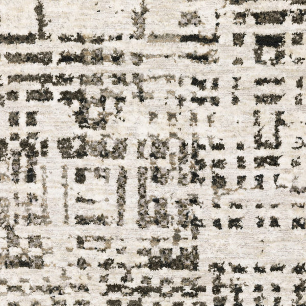 HomeRoots 2' Modern Abstract Power Loom Stain Resistant Runner Rug in Ivory, Grey, Charcoal, and Beige 3' x 5' 509542