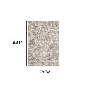 HomeRoots 2' Modern Abstract Power Loom Stain Resistant Runner Rug in Ivory, Grey, Charcoal, and Beige 7' X 10' 509544