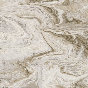 HomeRoots 2' Abstract Power Loom Runner Rug in Ivory Tan Beige Grey Brown - Stain Resistant & Stylish 5' X 8' 509549
