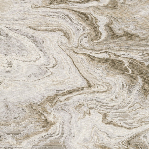 HomeRoots 2' Abstract Power Loom Runner Rug in Ivory Tan Beige Grey Brown - Stain Resistant & Stylish 5' X 8' 509549