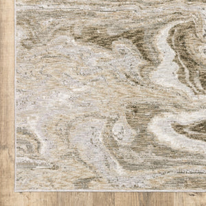 HomeRoots 2' Abstract Power Loom Runner Rug in Ivory Tan Beige Grey Brown - Stain Resistant & Stylish 5' X 8' 509549