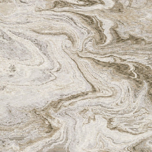 HomeRoots 2' Abstract Power Loom Runner Rug in Ivory Tan Beige Grey Brown - Stain Resistant & Stylish 7' X 10' 509550