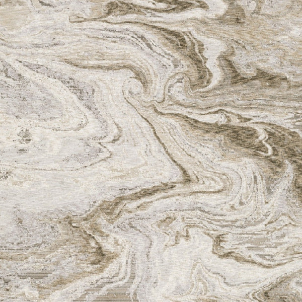 HomeRoots 2' Abstract Power Loom Runner Rug in Ivory Tan Beige Grey Brown - Stain Resistant & Stylish 7' X 10' 509550