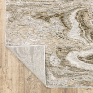 HomeRoots 2' Abstract Power Loom Runner Rug in Ivory Tan Beige Grey Brown - Stain Resistant & Stylish 8' X 11' 509551
