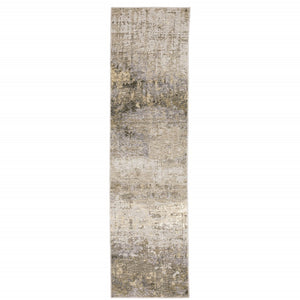 HomeRoots 2' Abstract Runner Rug in Beige Grey Ivory Tan Brown – Stain Resistant, Modern & Durable Design 2'3" x 7'6" 509559