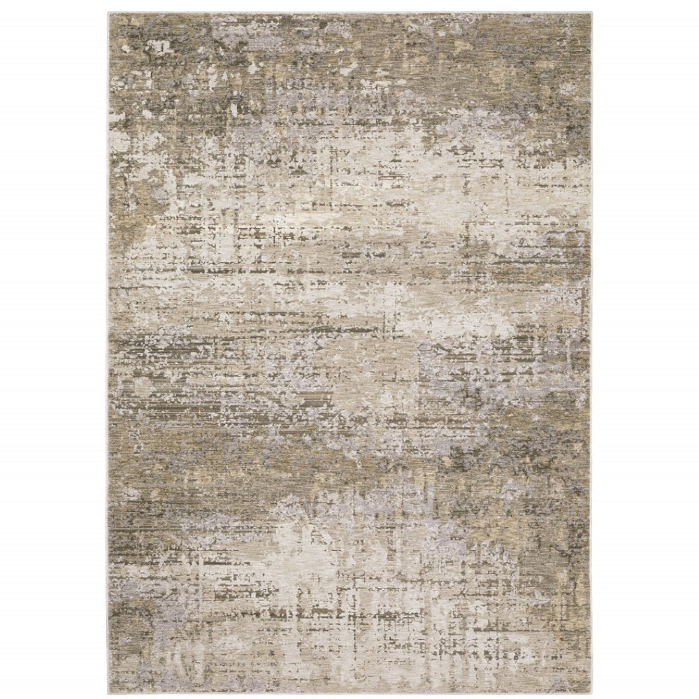 HomeRoots 2' Abstract Runner Rug in Beige Grey Ivory Tan Brown – Stain Resistant, Modern & Durable Design 3' x 5' 509560