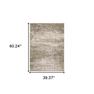 HomeRoots 2' Abstract Runner Rug in Beige Grey Ivory Tan Brown – Stain Resistant, Modern & Durable Design 3' x 5' 509560