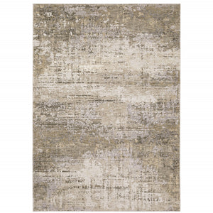 HomeRoots 2' Abstract Runner Rug in Beige Grey Ivory Tan Brown – Stain Resistant, Modern & Durable Design 5' X 8' 509561