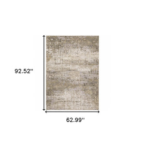 HomeRoots 2' Abstract Runner Rug in Beige Grey Ivory Tan Brown – Stain Resistant, Modern & Durable Design 5' X 8' 509561
