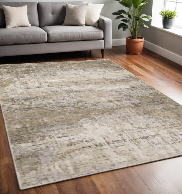 HomeRoots 2' Abstract Runner Rug in Beige Grey Ivory Tan Brown – Stain Resistant, Modern & Durable Design 5' X 8' 509561