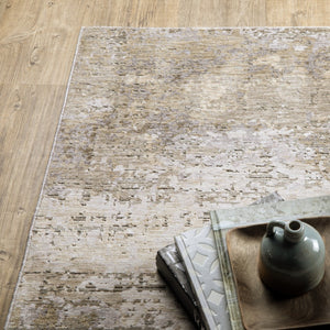 HomeRoots 2' Abstract Runner Rug in Beige Grey Ivory Tan Brown – Stain Resistant, Modern & Durable Design 5' X 8' 509561