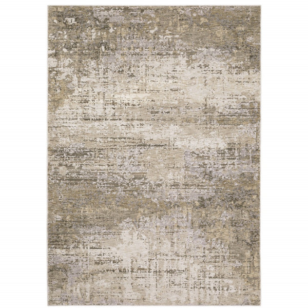HomeRoots 2' Abstract Runner Rug in Beige Grey Ivory Tan Brown – Stain Resistant, Modern & Durable Design 7' X 10' 509562