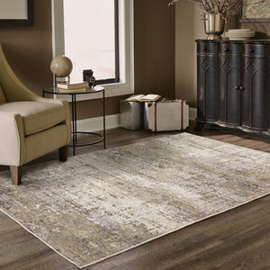 HomeRoots 2' Abstract Runner Rug in Beige Grey Ivory Tan Brown – Stain Resistant, Modern & Durable Design 7' X 10' 509562