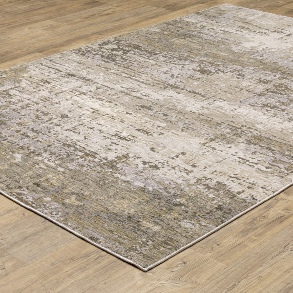 HomeRoots 2' Abstract Runner Rug in Beige Grey Ivory Tan Brown – Stain Resistant, Modern & Durable Design 7' X 10' 509562