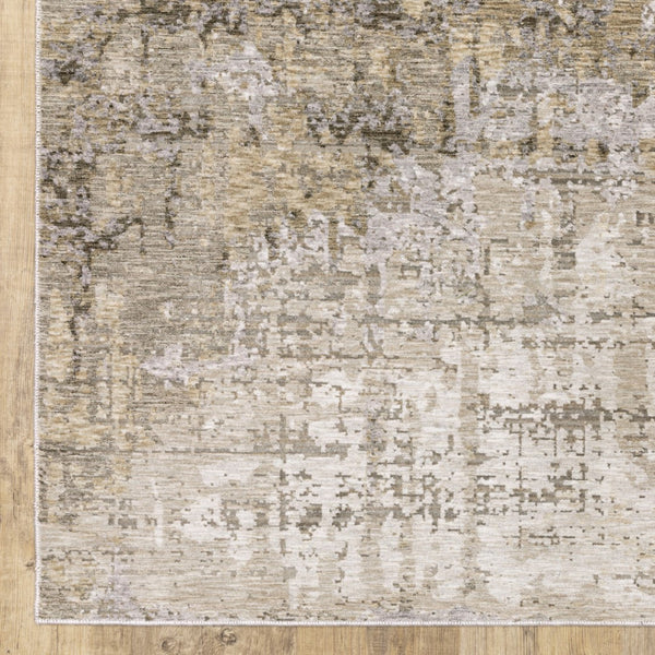 HomeRoots 2' Abstract Runner Rug in Beige Grey Ivory Tan Brown – Stain Resistant, Modern & Durable Design 7' X 10' 509562