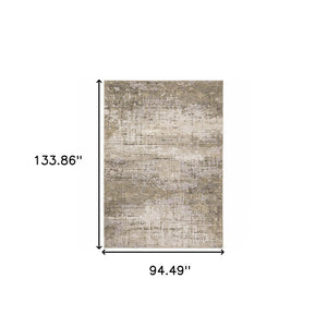 HomeRoots 2' Abstract Runner Rug in Beige Grey Ivory Tan Brown – Stain Resistant, Modern & Durable Design 8' X 11' 509563