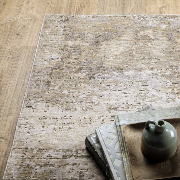 HomeRoots 2' Abstract Runner Rug in Beige Grey Ivory Tan Brown – Stain Resistant, Modern & Durable Design 8' X 11' 509563