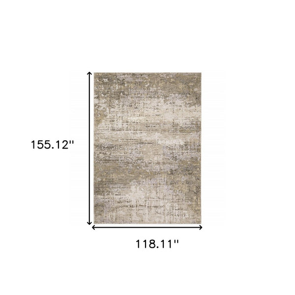 HomeRoots 2' Abstract Runner Rug in Beige Grey Ivory Tan Brown – Stain Resistant, Modern & Durable Design 10' X 13' 509564