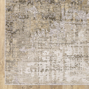 HomeRoots 2' Abstract Runner Rug in Beige Grey Ivory Tan Brown – Stain Resistant, Modern & Durable Design 10' X 13' 509564