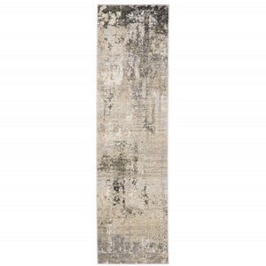 HomeRoots 2' Abstract Power Loom Runner Rug in Neutral Tones – Stain Resistant, Ideal for High-Traffic Areas 2'3" x 7'6" 509565