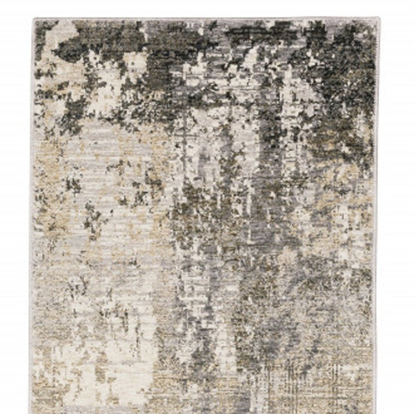 HomeRoots 2' Abstract Power Loom Runner Rug in Neutral Tones – Stain Resistant, Ideal for High-Traffic Areas 2'3" x 7'6" 509565