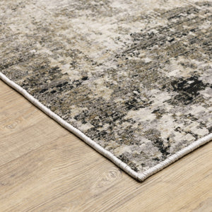 HomeRoots 2' Abstract Power Loom Runner Rug in Neutral Tones – Stain Resistant, Ideal for High-Traffic Areas 2'3" x 7'6" 509565